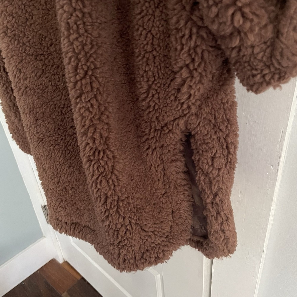 Me Jane Women's XL Brown Shearling Faux Fur Fuzzy Oversize Shacket Coat Jacket - Picture 5 of 6